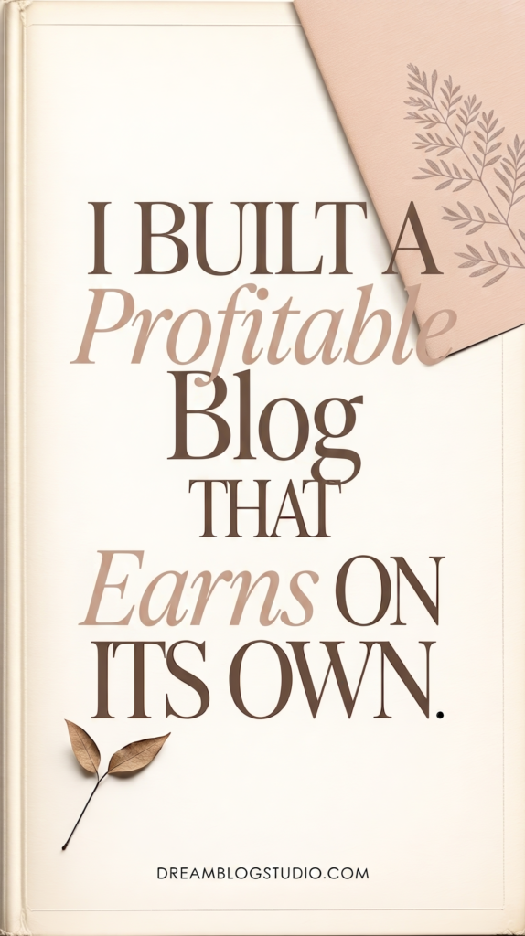Minimalist quote: I built a profitable blog that earns on its own — passive income blogging, Dream Blog Studio.